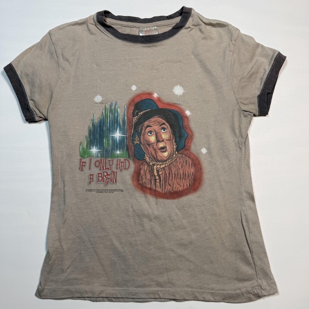 Wizard Of Oz Scarecrow Shirt Womens Small Brown Ringer If I Only Had A Brain TNT